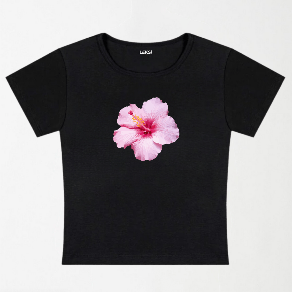 Classic Hibiscus Y2K Baby Tee XXS - Premium Unisex | LEKSI Pakistan