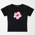 Classic Hibiscus Y2K Baby Tee XXS - Premium Unisex | LEKSI Pakistan