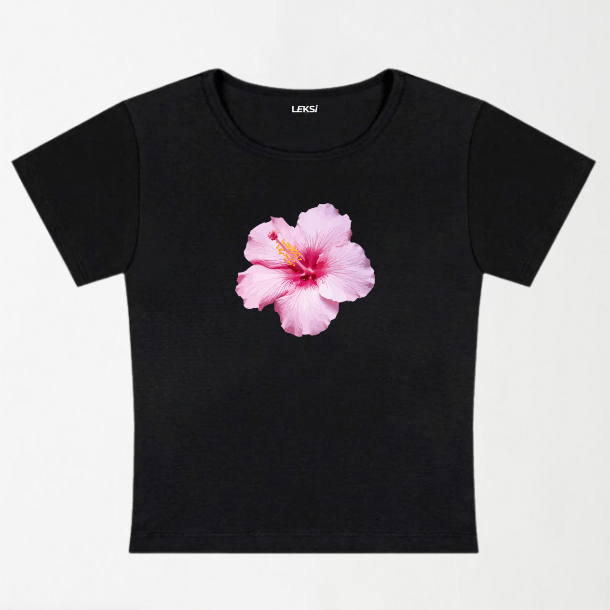 Classic Hibiscus Y2K Baby Tee XXS - Premium Unisex | LEKSI Pakistan