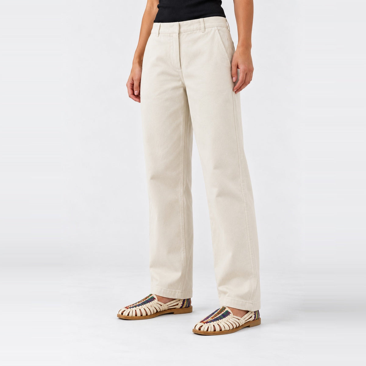 Classic Ivory Wide-Leg Pants XS - Premium Unisex Baggy Pleated Pants | LEKSI Pakistan