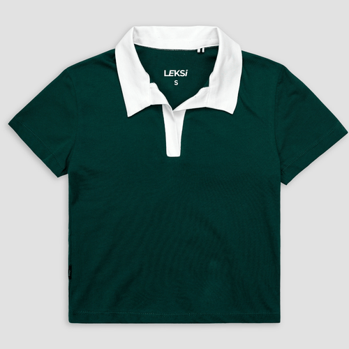 Collared Green Cropped Top XXS - Premium Unisex | LEKSI Pakistan