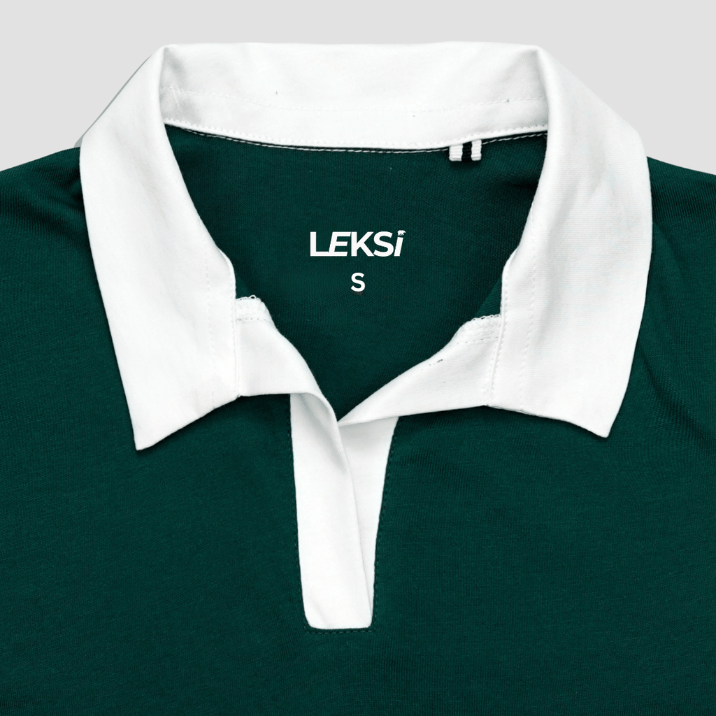 Collared Green Cropped Top XXS - Premium Unisex | LEKSI Pakistan