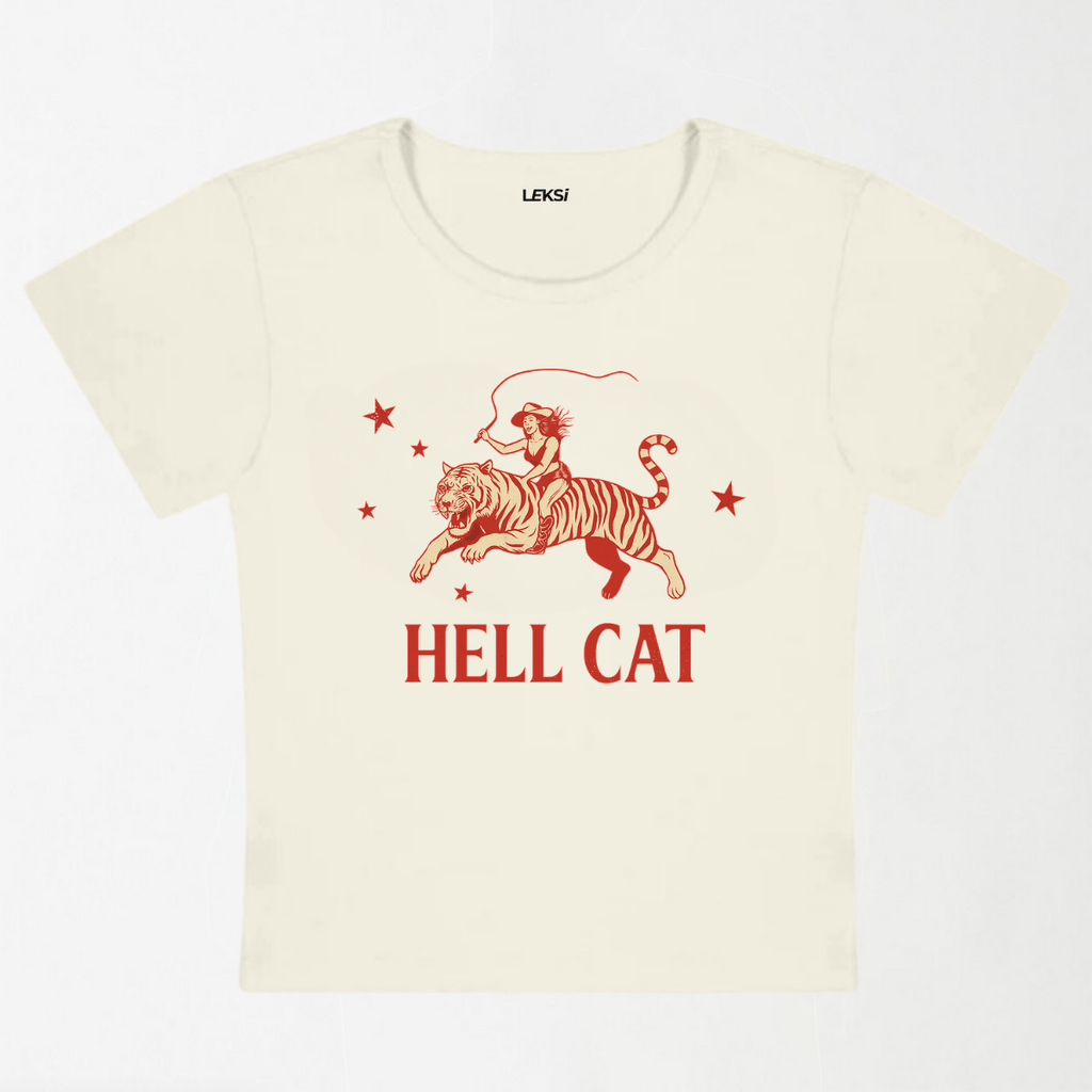 Cowgirl Hell Cat Y2K Baby Tee XXS - Premium Unisex | LEKSI Pakistan