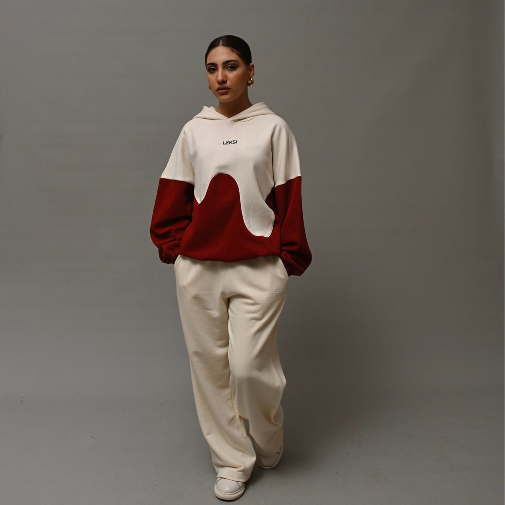 Crimson Wave Drippy Unisex Hoodie XS - Premium Unisex Wavy Hoodie | LEKSI Pakistan