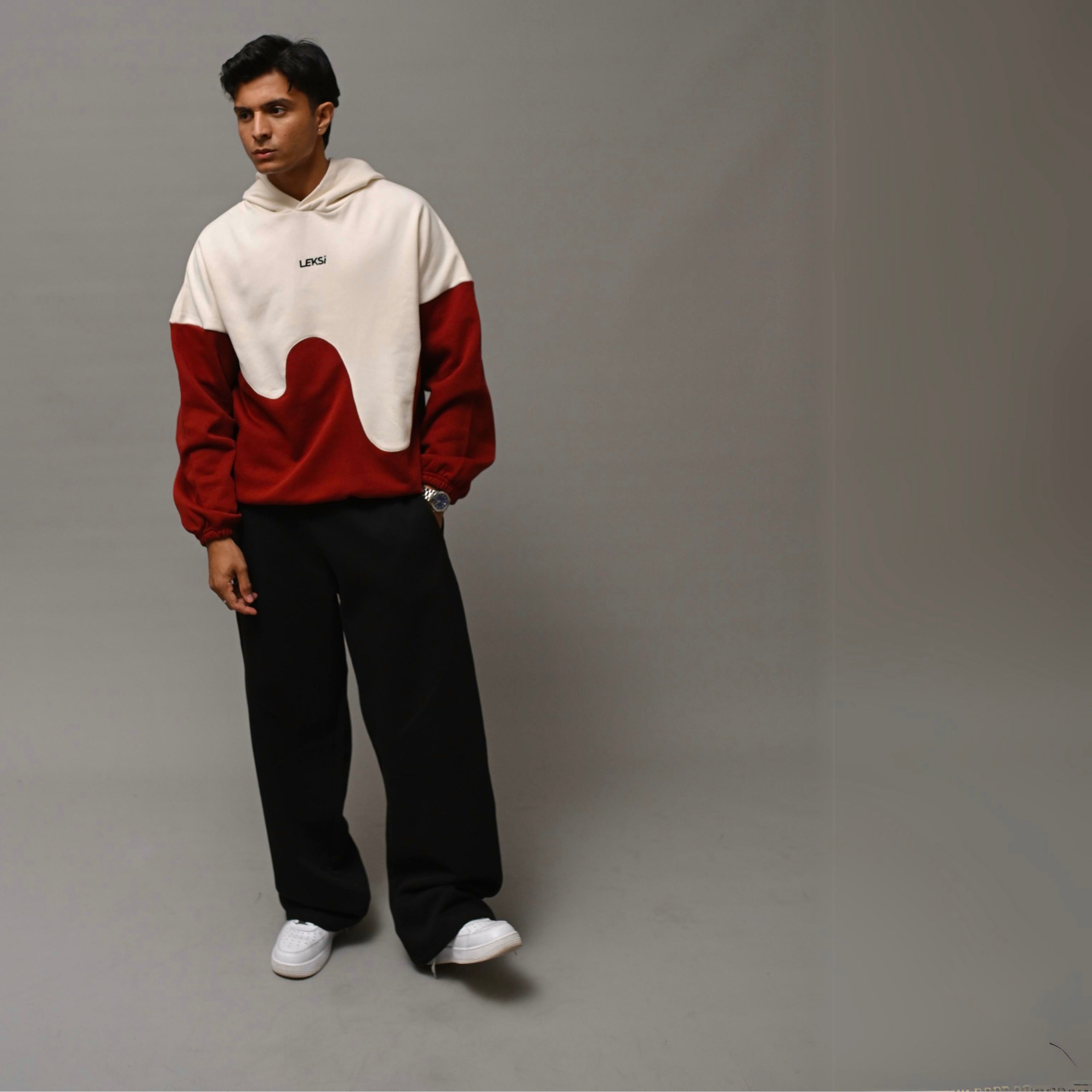 Crimson Wave Drippy Unisex Hoodie XS - Premium Unisex Wavy Hoodie | LEKSI Pakistan