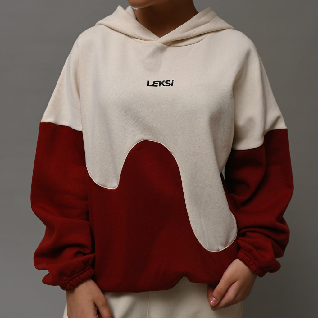 Crimson Wave Drippy Unisex Hoodie XS - Premium Unisex Wavy Hoodie | LEKSI Pakistan