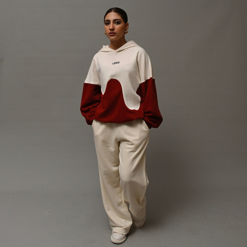 Crimson Wave Drippy Unisex Hoodie XS - Premium Unisex Wavy Hoodie | LEKSI Pakistan