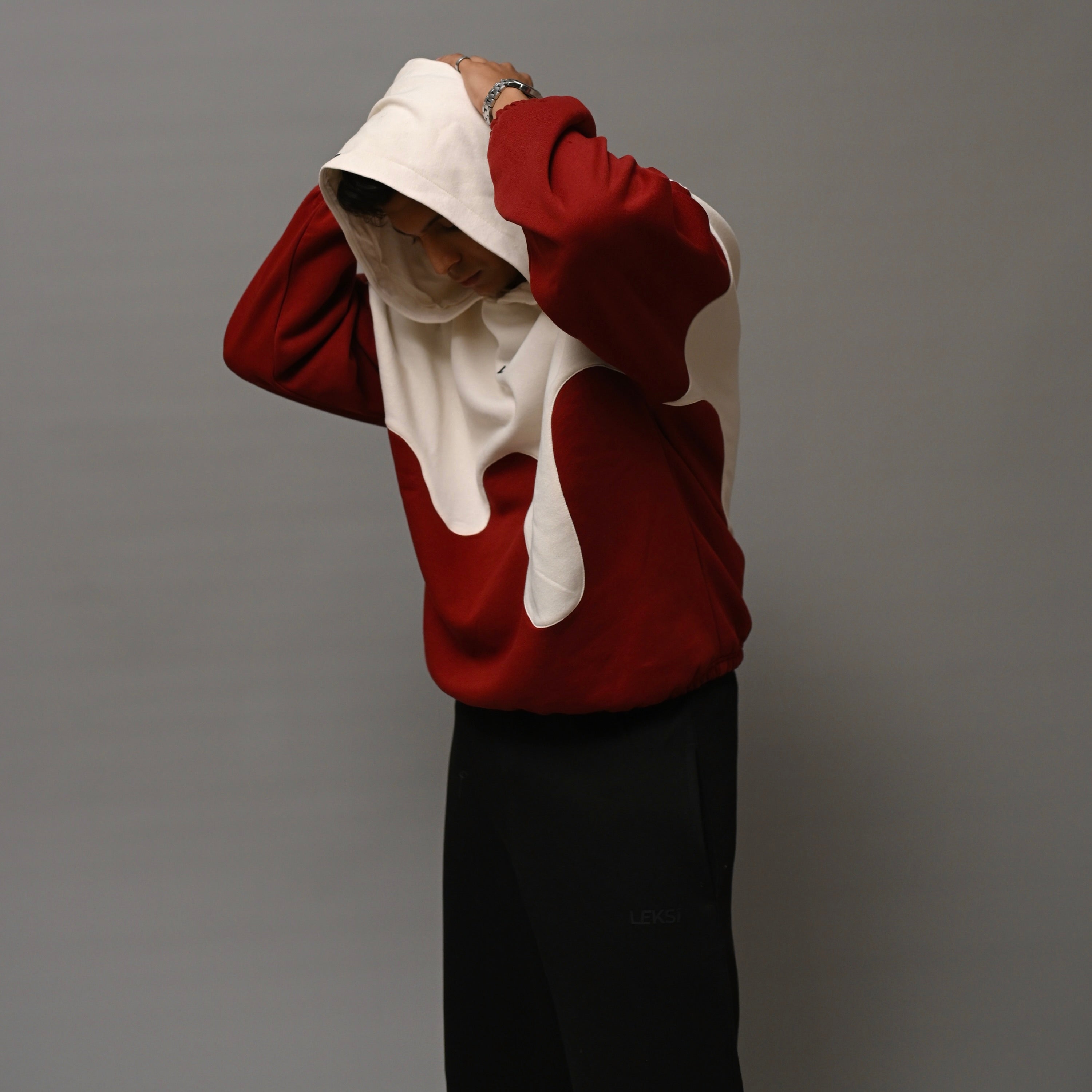 Crimson Wave Drippy Unisex Hoodie XS - Premium Unisex Wavy Hoodie | LEKSI Pakistan