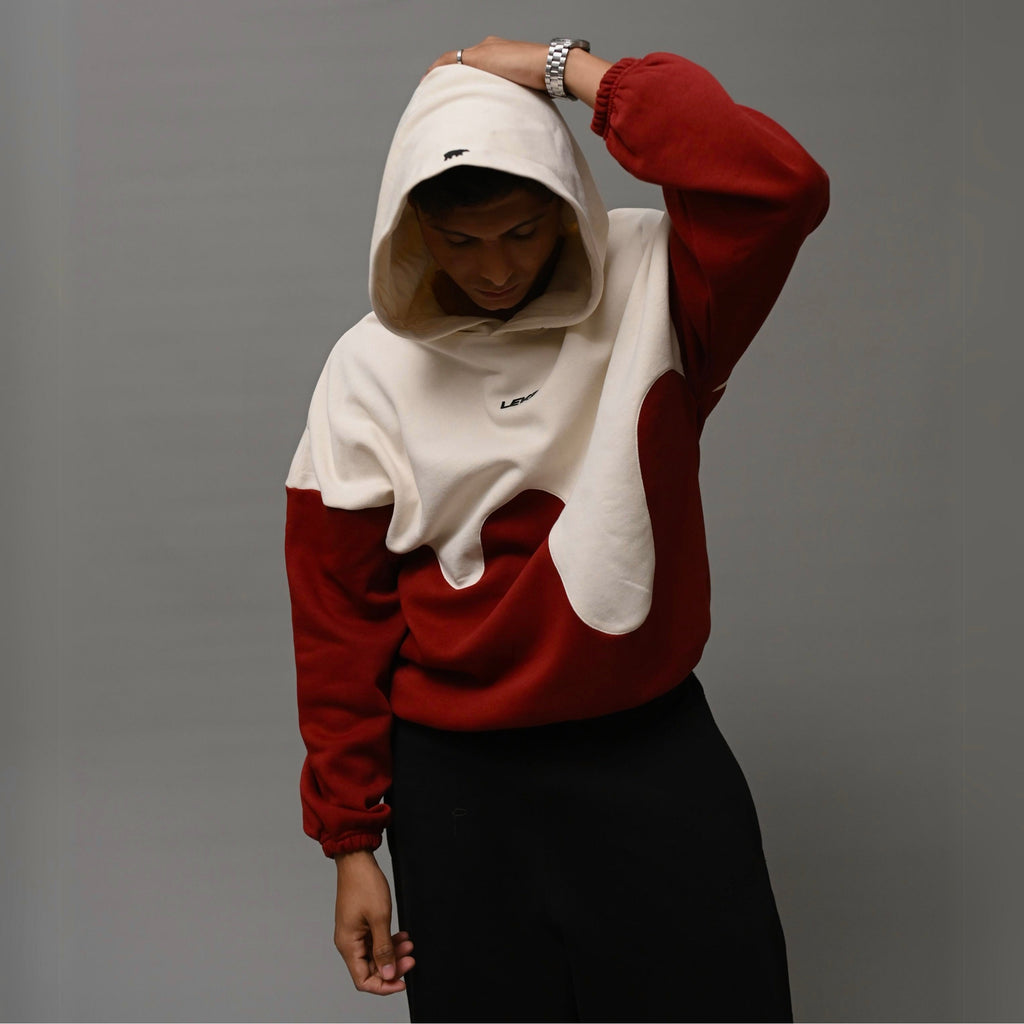 Crimson Wave Drippy Unisex Hoodie XS - Premium Unisex Wavy Hoodie | LEKSI Pakistan