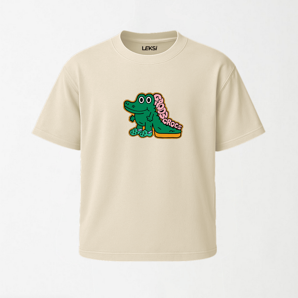 Croc In Crocs - Round Neck Unisex T Shirt S - Premium Unisex Graphic T-Shirt | LEKSI Pakistan
