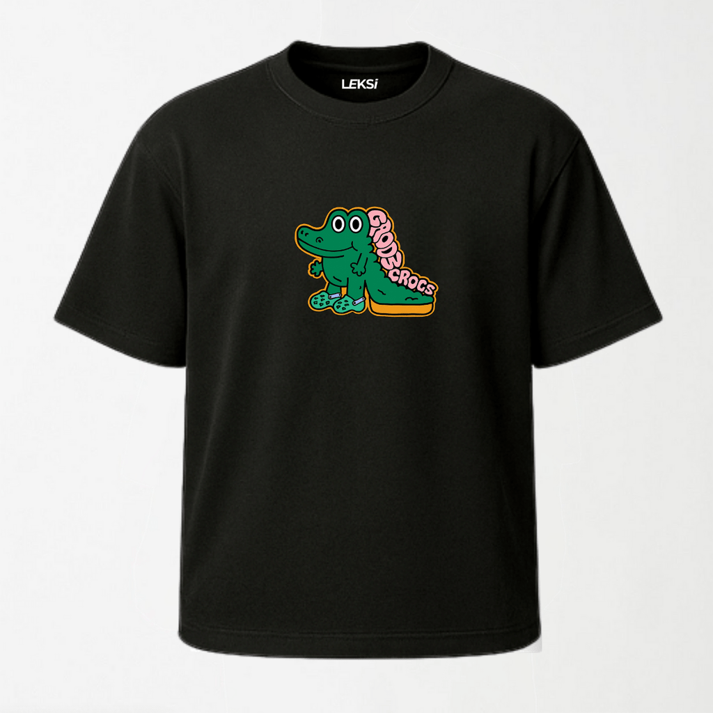 Croc In Crocs - Round Neck Unisex T Shirt S - Premium Unisex Graphic T-Shirt | LEKSI Pakistan