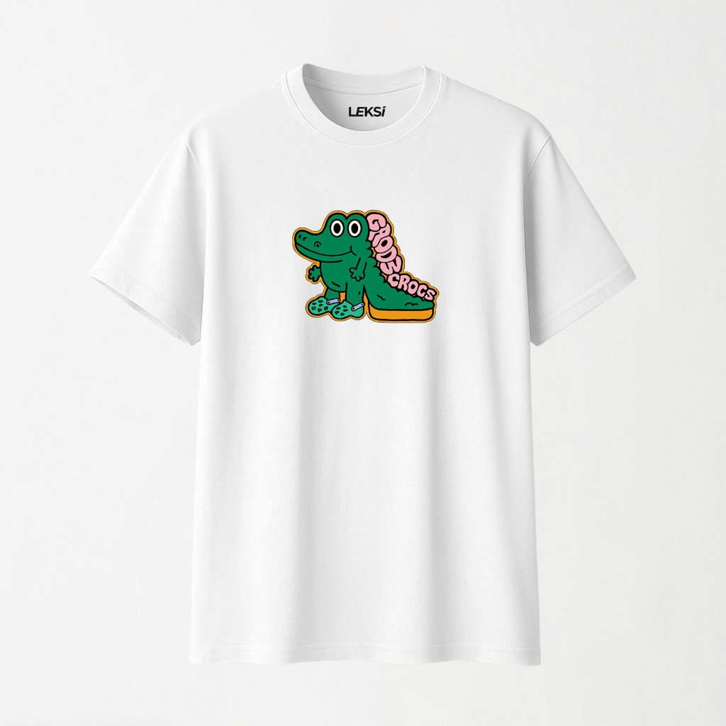 Croc In Crocs - Round Neck Unisex T Shirt S - Premium Unisex Graphic T-Shirt | LEKSI Pakistan