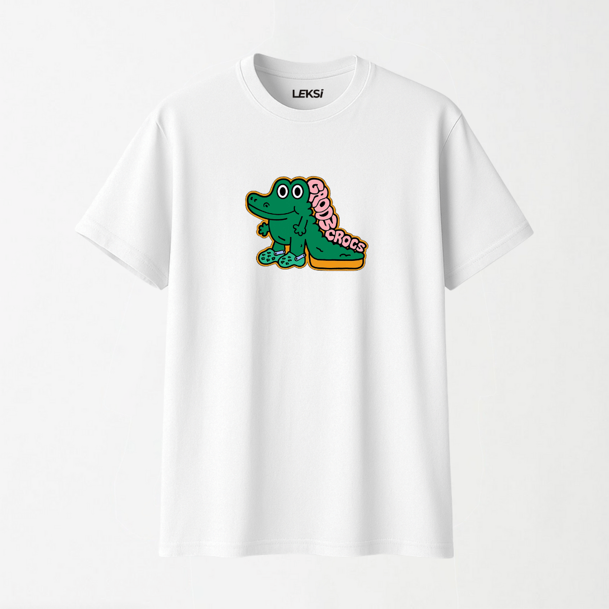Croc In Crocs - Round Neck Unisex T Shirt S - Premium Unisex Graphic T-Shirt | LEKSI Pakistan