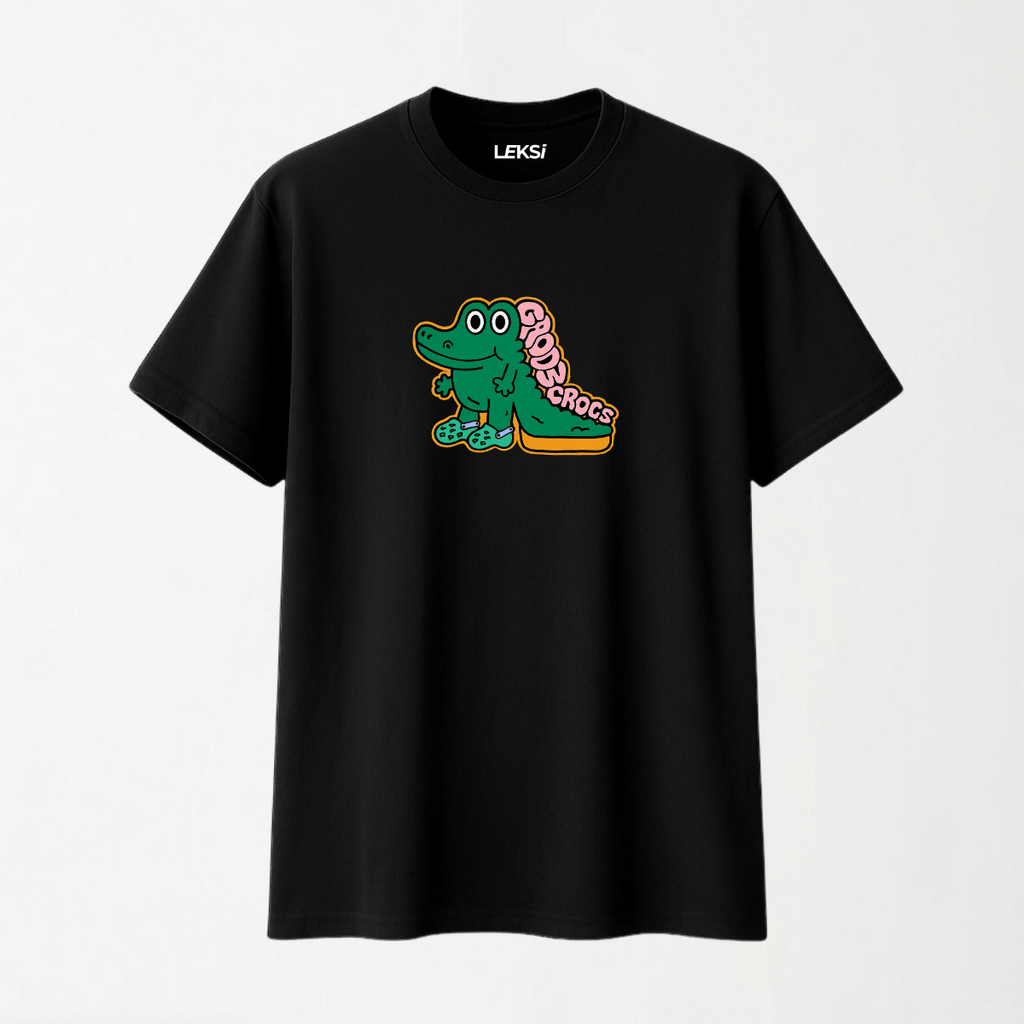 Croc In Crocs - Round Neck Unisex T Shirt S - Premium Unisex Graphic T-Shirt | LEKSI Pakistan