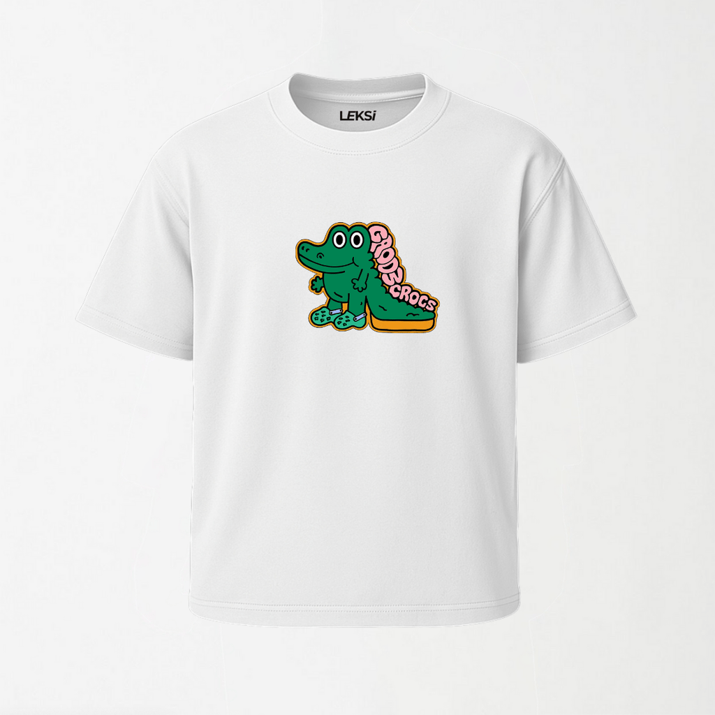 Croc In Crocs - Round Neck Unisex T Shirt S - Premium Unisex Graphic T-Shirt | LEKSI Pakistan