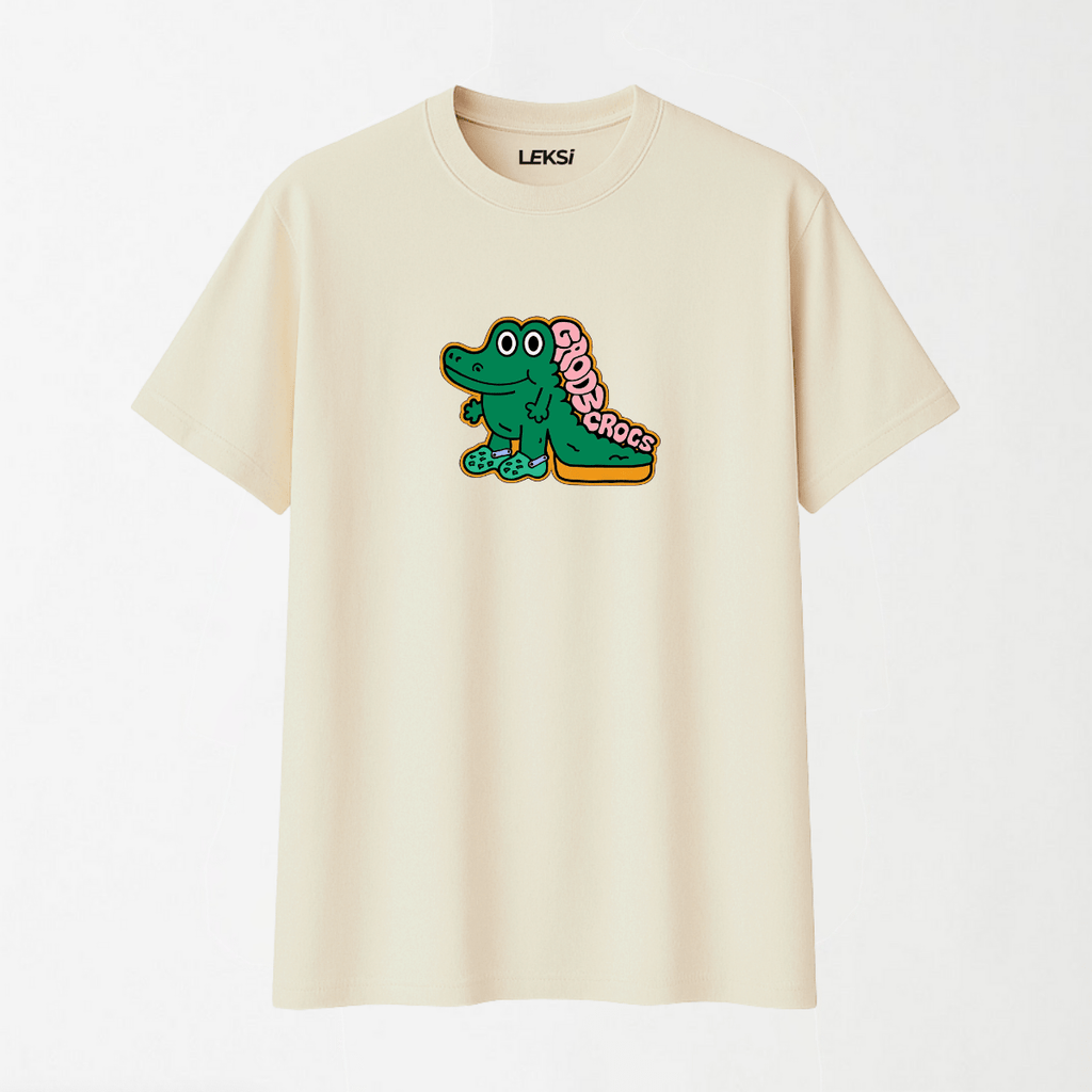 Croc In Crocs - Round Neck Unisex T Shirt S - Premium Unisex Graphic T-Shirt | LEKSI Pakistan