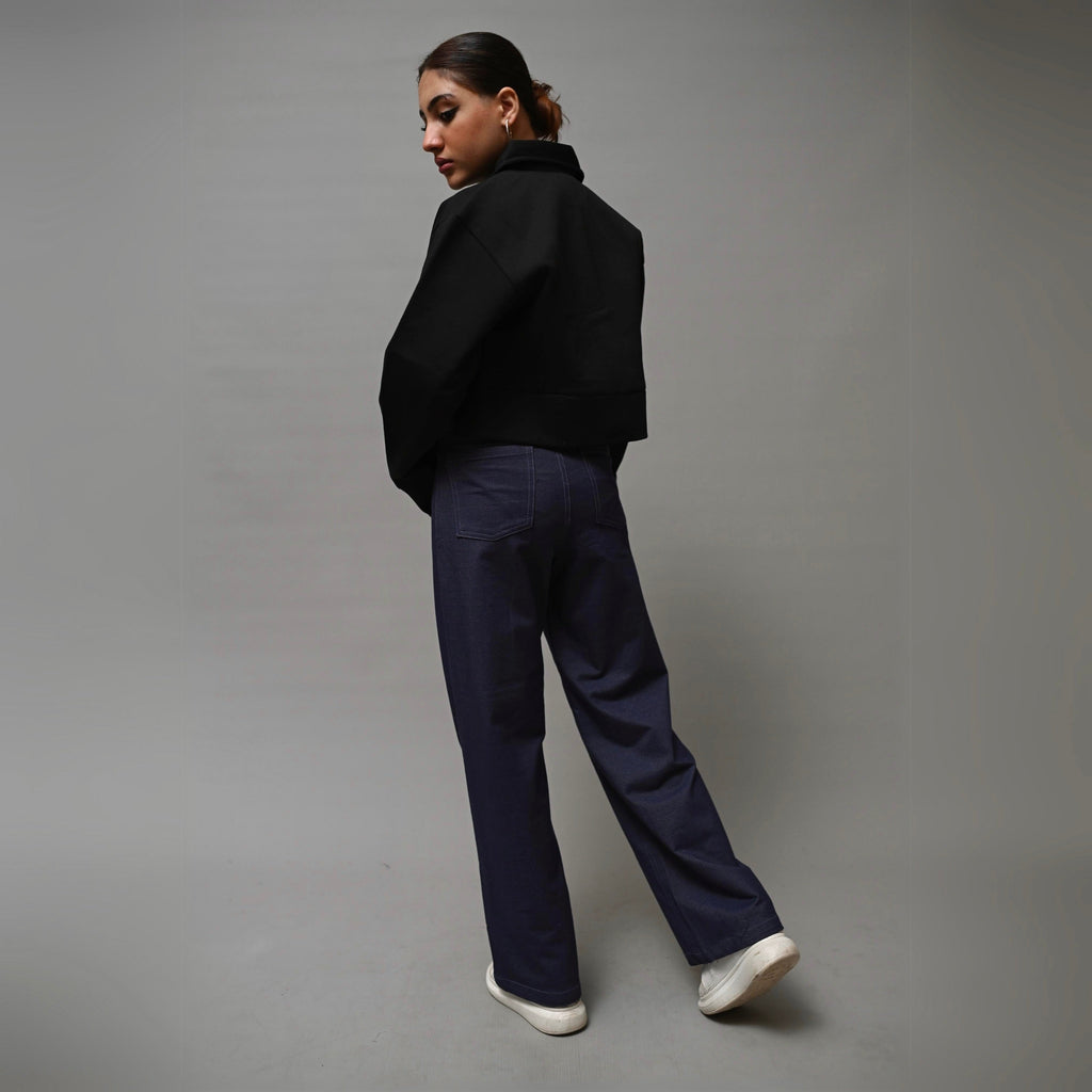 Cropped Black Jacket XS - Premium Unisex Cropped Jacket | LEKSI Pakistan