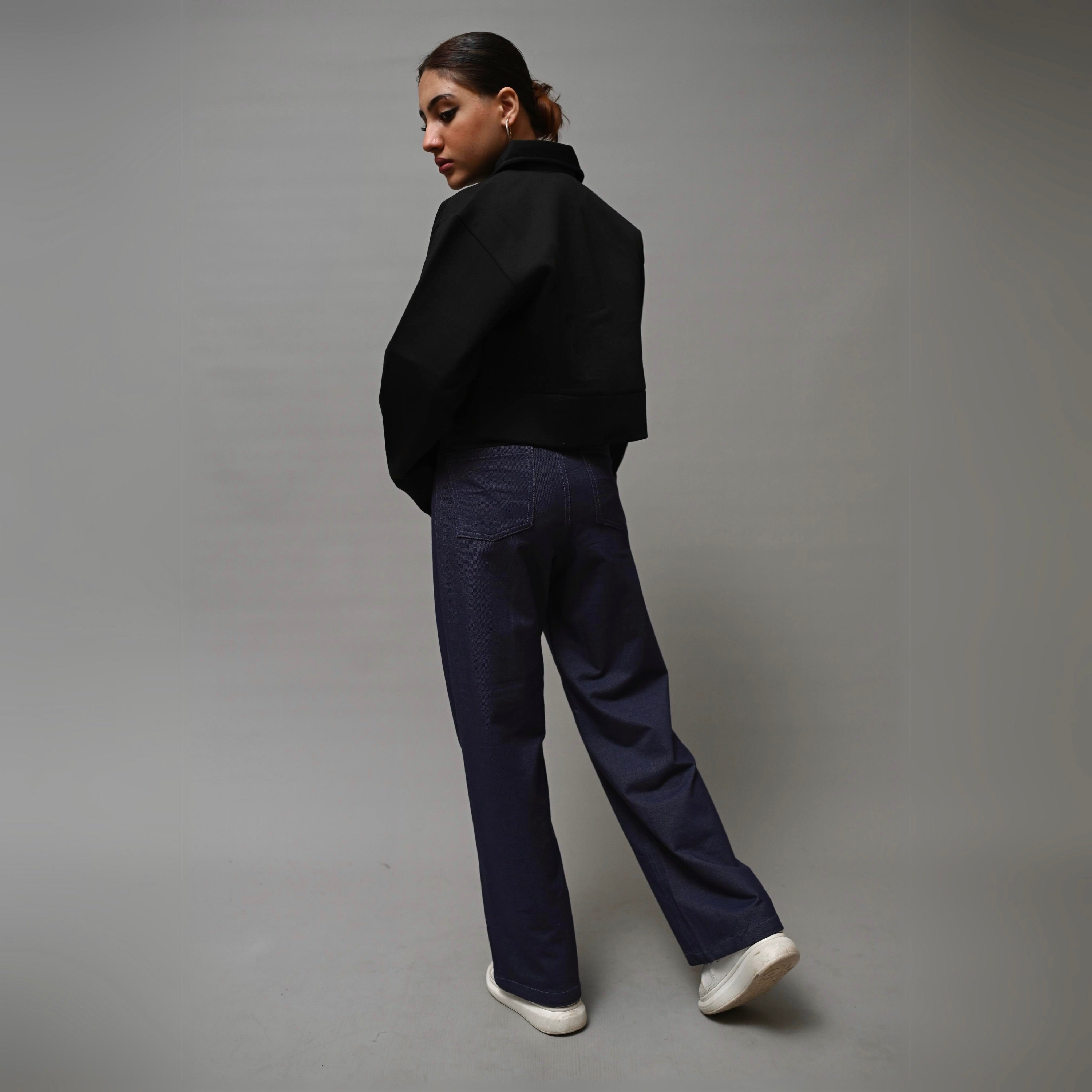 Cropped Black Jacket XS - Premium Unisex Cropped Jacket | LEKSI Pakistan