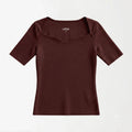 Cupid Cocoa Ribbed Top XS - Premium Unisex Square Neck | LEKSI Pakistan