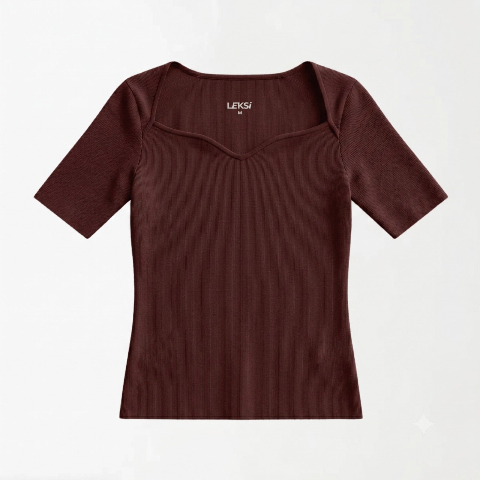 Cupid Cocoa Ribbed Top XS - Premium Unisex Square Neck | LEKSI Pakistan