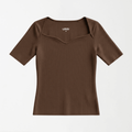 Cupid Cocoa Ribbed Top XS - Premium Unisex Square Neck | LEKSI Pakistan
