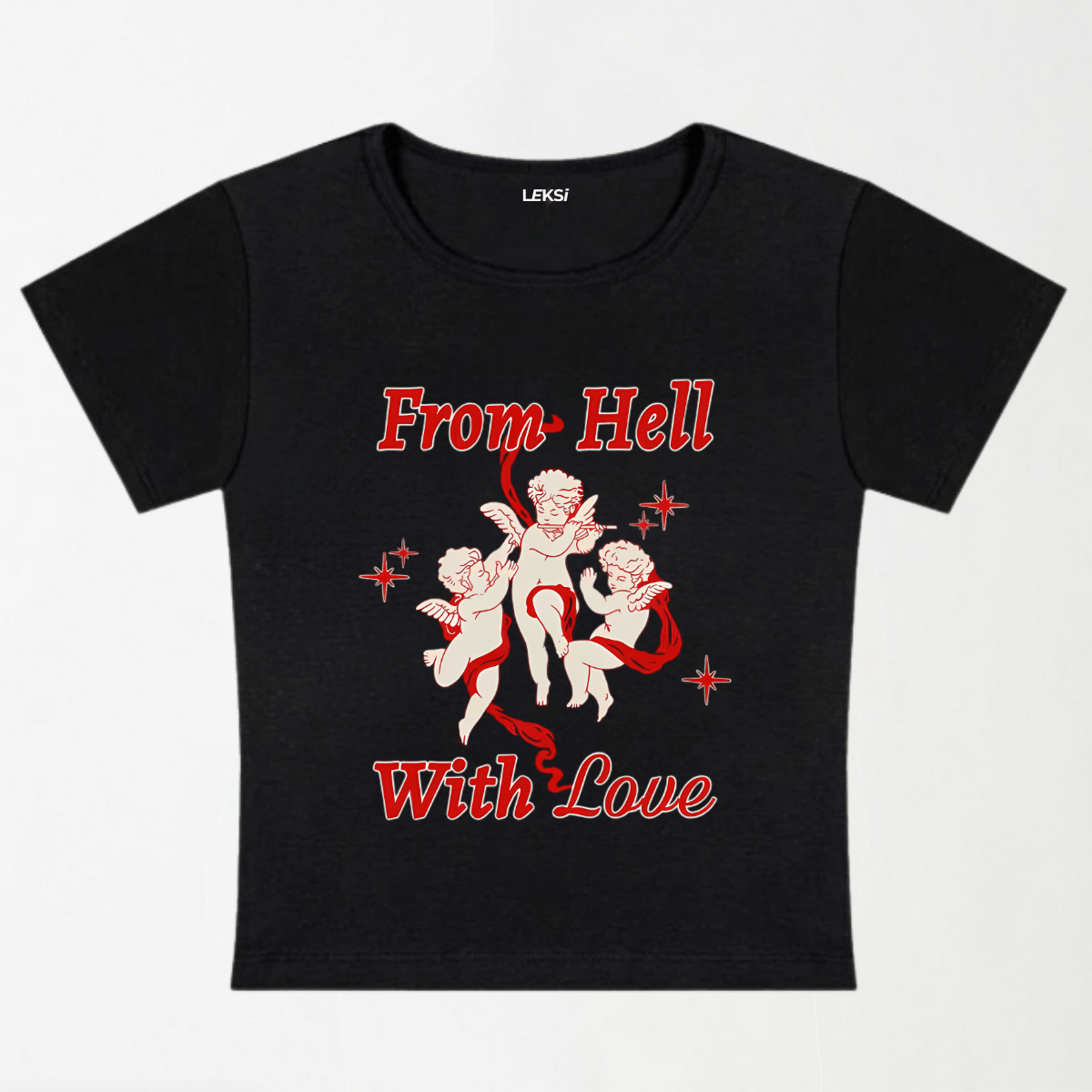 Cupids From Hell Y2K Black Baby Tee XXS - Premium Unisex | LEKSI Pakistan
