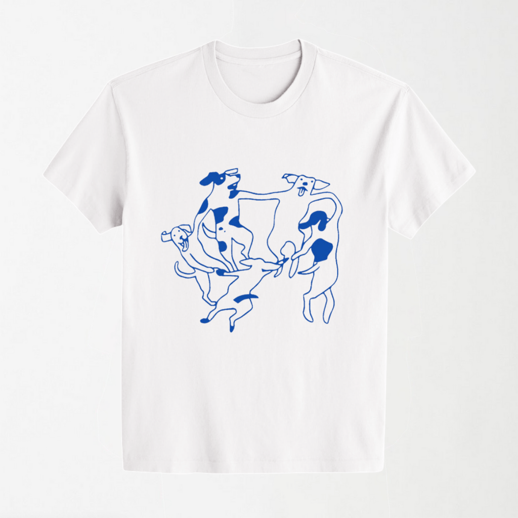 Dancing Dogs - Round Neck Unisex T Shirt S - Premium Unisex Graphic T-Shirt | LEKSI Pakistan