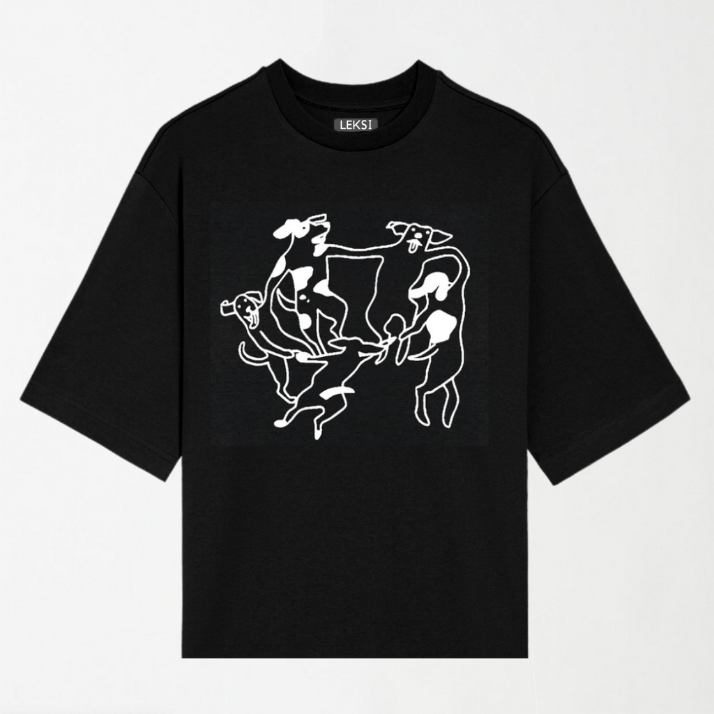 Dancing Dogs - Round Neck Unisex T Shirt S - Premium Unisex Graphic T-Shirt | LEKSI Pakistan