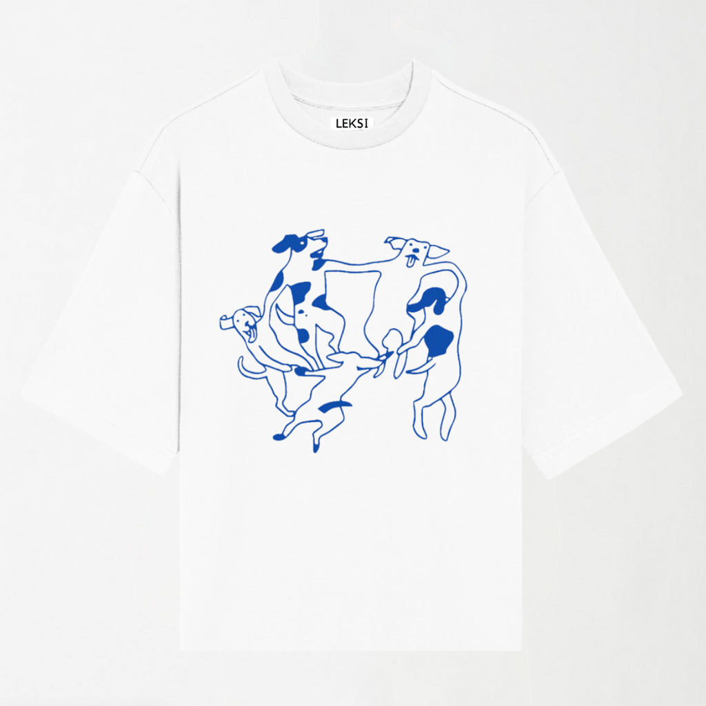 Dancing Dogs - Round Neck Unisex T Shirt S - Premium Unisex Graphic T-Shirt | LEKSI Pakistan