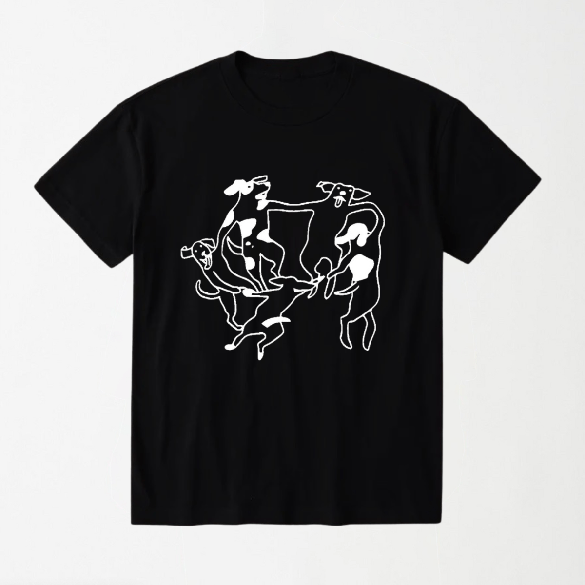 Dancing Dogs - Round Neck Unisex T Shirt S - Premium Unisex Graphic T-Shirt | LEKSI Pakistan