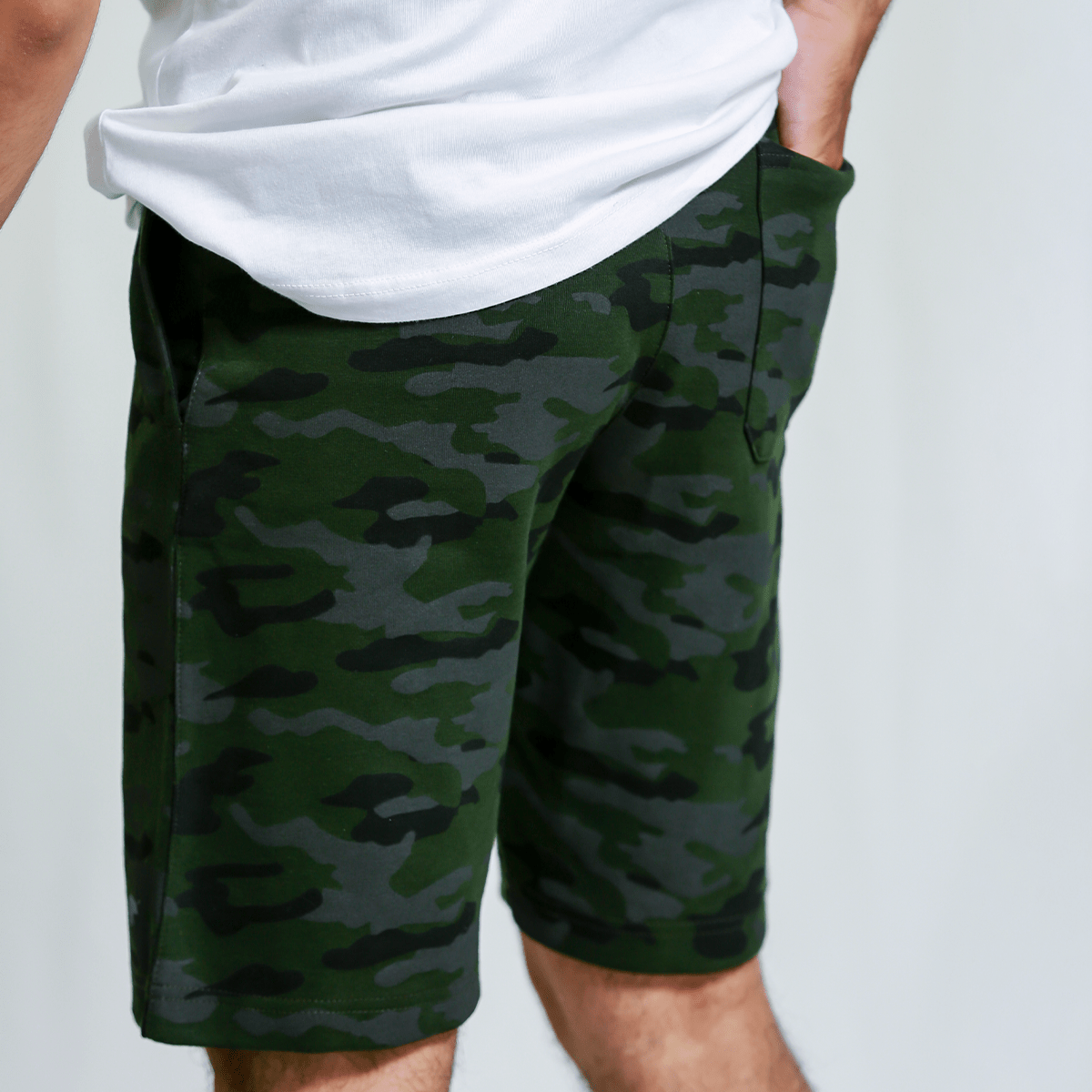 Dark Green Camo Shorts XS - Premium Unisex Men's Shorts | LEKSI Pakistan