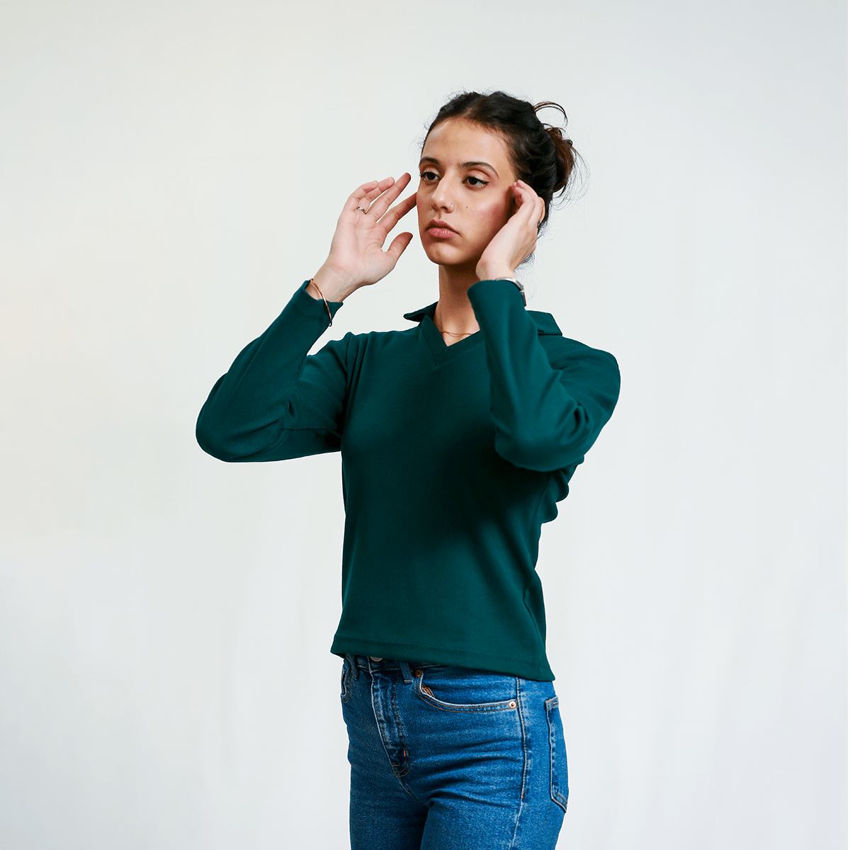 Dark Green Full Sleeves Polo Ribbed Shirt XXS - Premium Unisex Polo | LEKSI Pakistan
