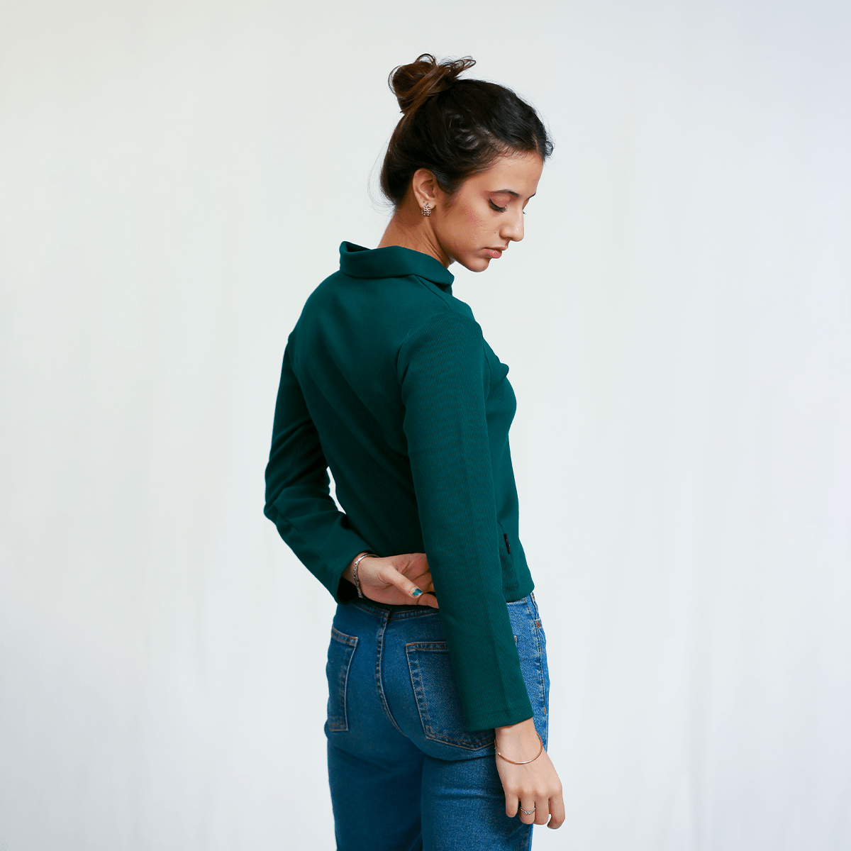 Dark Green Full Sleeves Polo Ribbed Shirt XXS - Premium Unisex Polo | LEKSI Pakistan