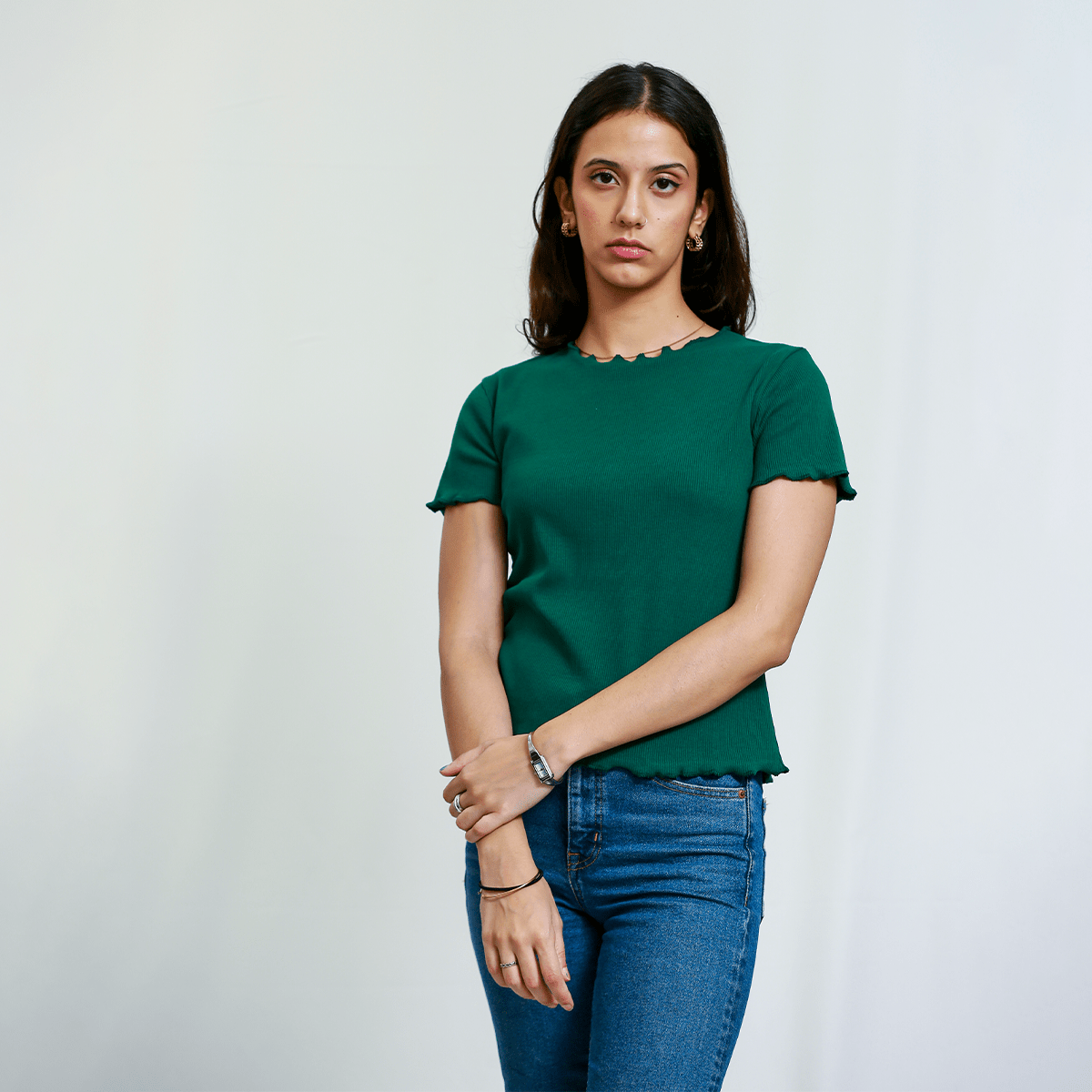 Dark Green Ribbed Shirt XXS - Premium Unisex Lettuce | LEKSI Pakistan
