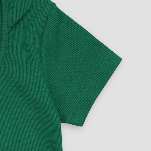 Dark Green Square Neck Ribbed Shirt XXS - Premium Unisex Square Neck | LEKSI Pakistan