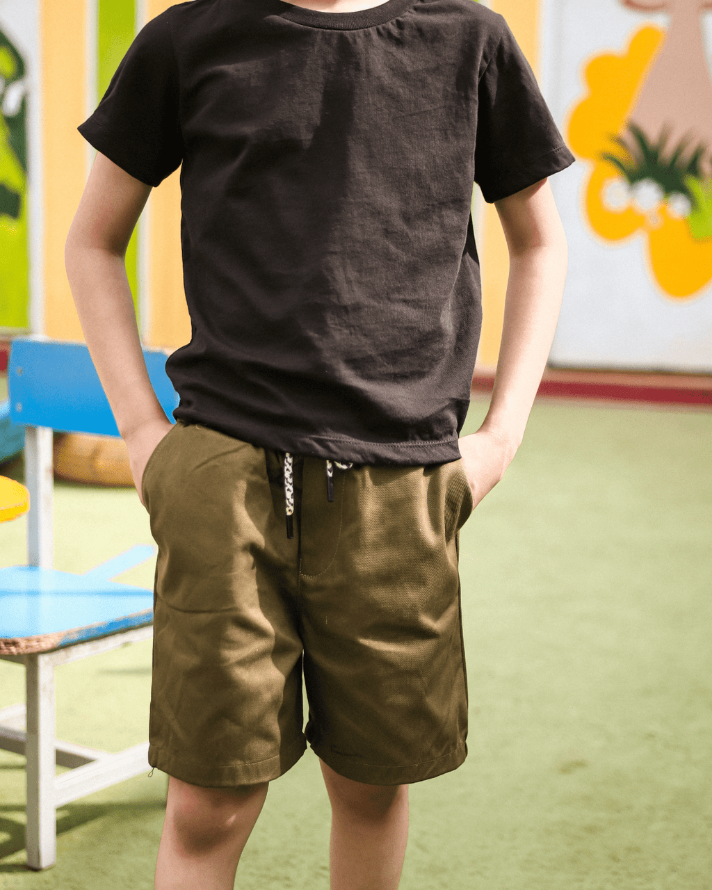Dark Olive Shorts - Kids Unisex 3 - 4 Years - Premium Unisex | LEKSI Pakistan