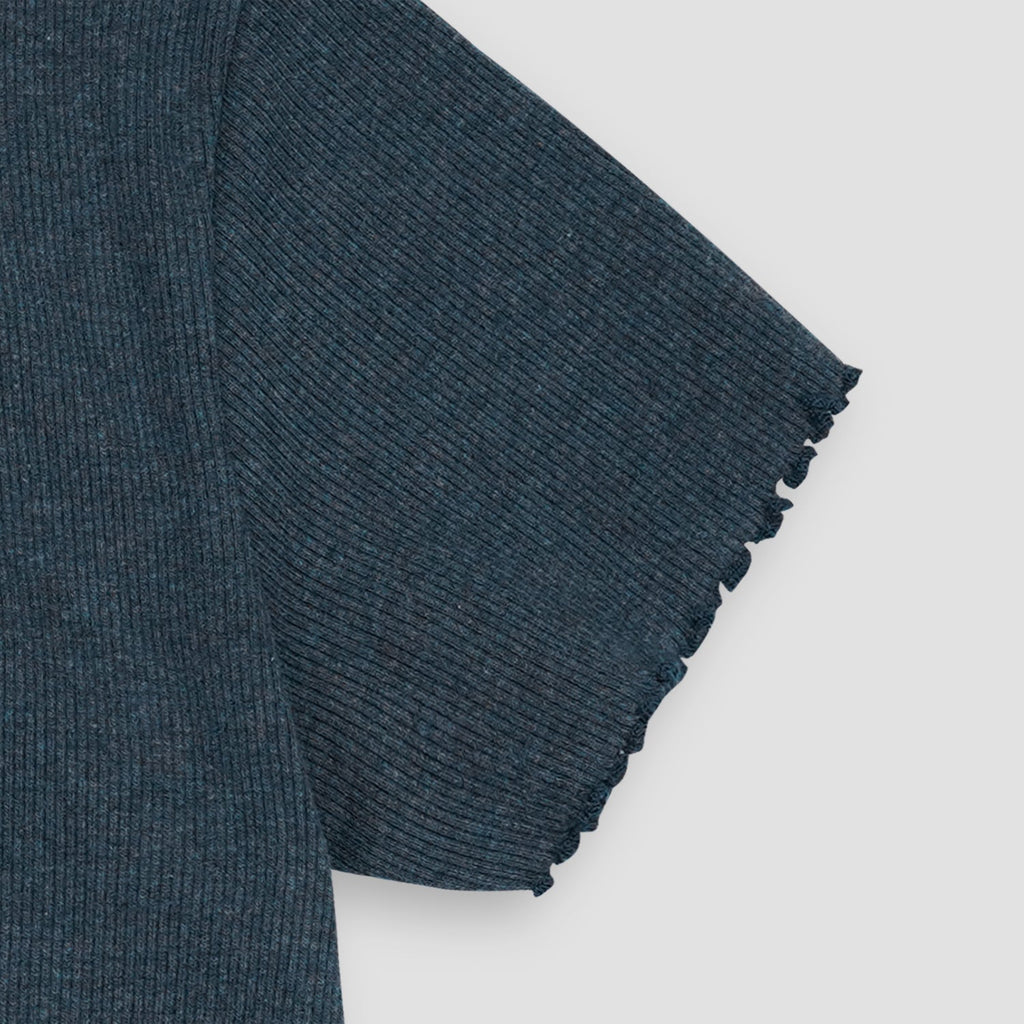 Denim Blue Ribbed V - Neck XXS - Premium Unisex | LEKSI Pakistan