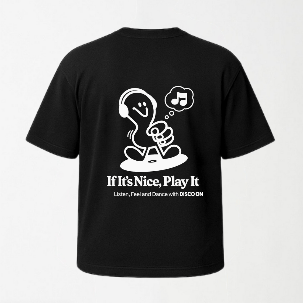 DISCO ONLY 'Play It Twice V6' - Round Neck Unisex T Shirt S - Premium Unisex Graphic T-Shirt | LEKSI Pakistan