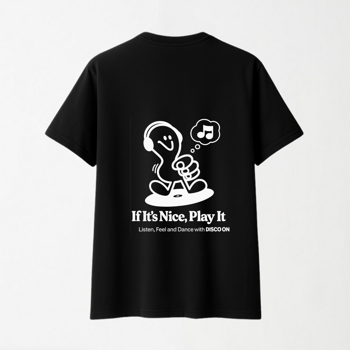 DISCO ONLY 'Play It Twice V6' - Round Neck Unisex T Shirt S - Premium Unisex Graphic T-Shirt | LEKSI Pakistan