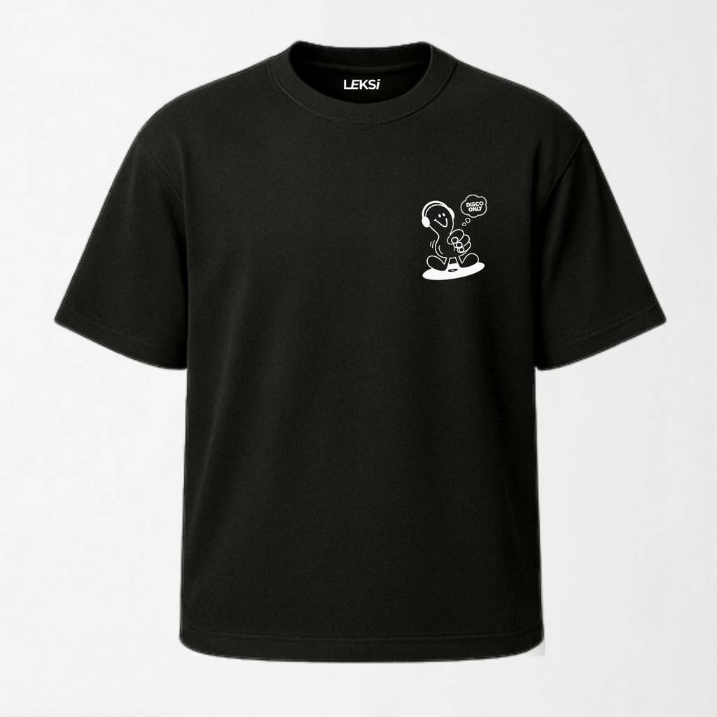 DISCO ONLY 'Play It Twice V6' - Round Neck Unisex T Shirt S - Premium Unisex Graphic T-Shirt | LEKSI Pakistan