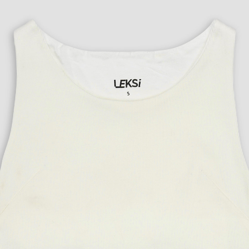 Essential Off White Ribbed Tank Top XXS - Premium Unisex | LEKSI Pakistan
