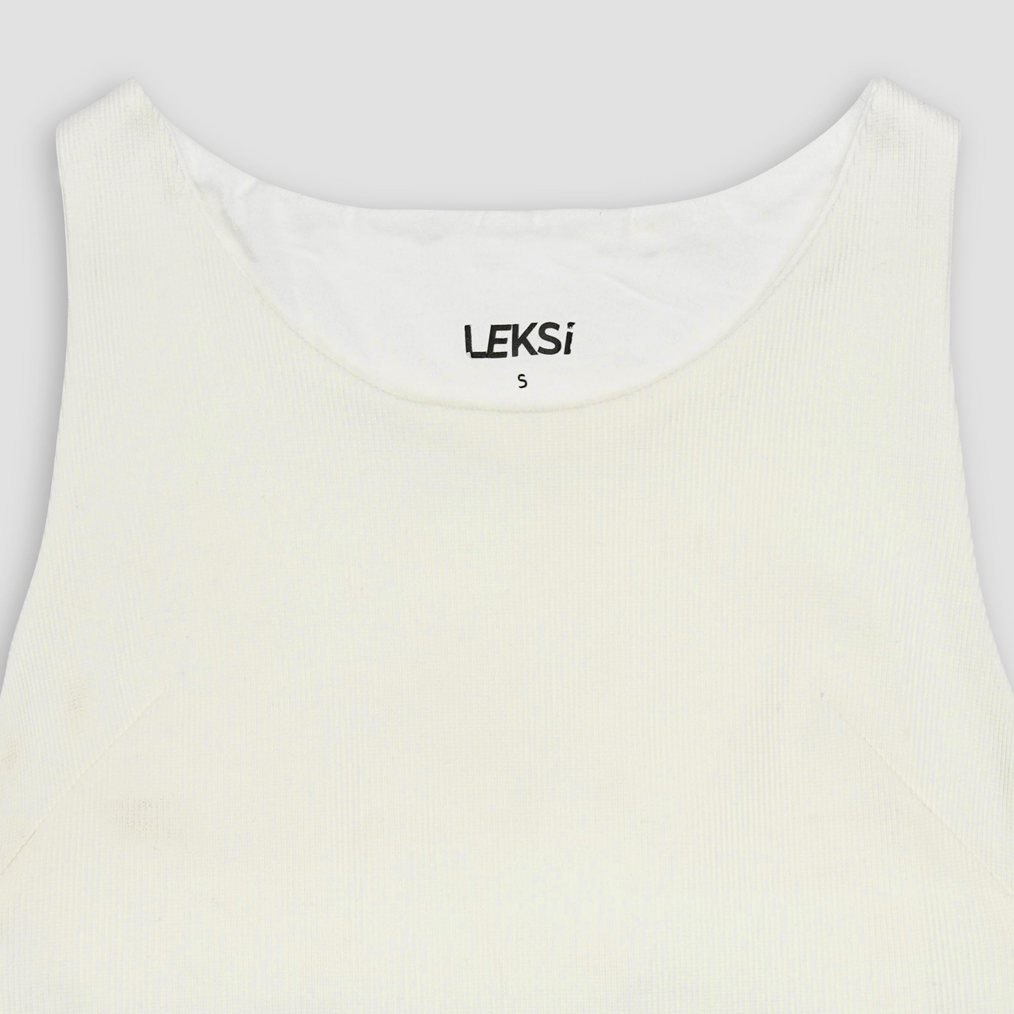 Essential Off White Ribbed Tank Top XXS - Premium Unisex | LEKSI Pakistan