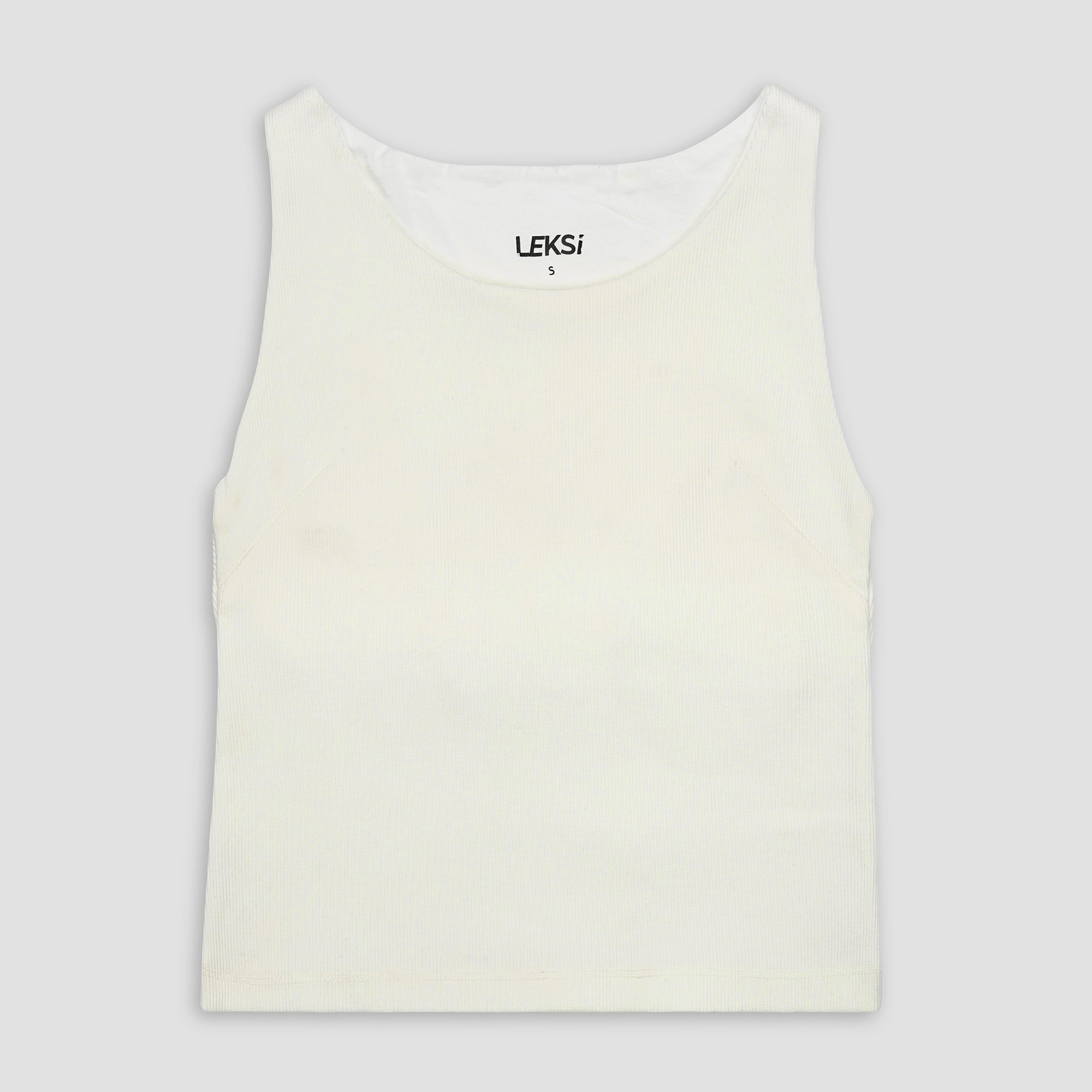 Essential Off White Ribbed Tank Top XXS - Premium Unisex | LEKSI Pakistan