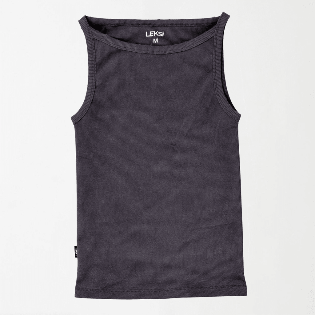 Faded Ribbed Halter Top XS - Premium Unisex Square Neck | LEKSI Pakistan