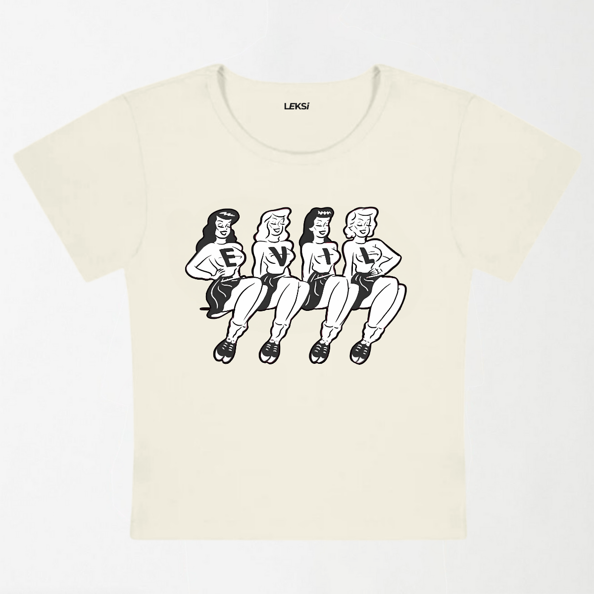 Four Girls Evil Y2K Baby Tee XXS - Premium Unisex | LEKSI Pakistan