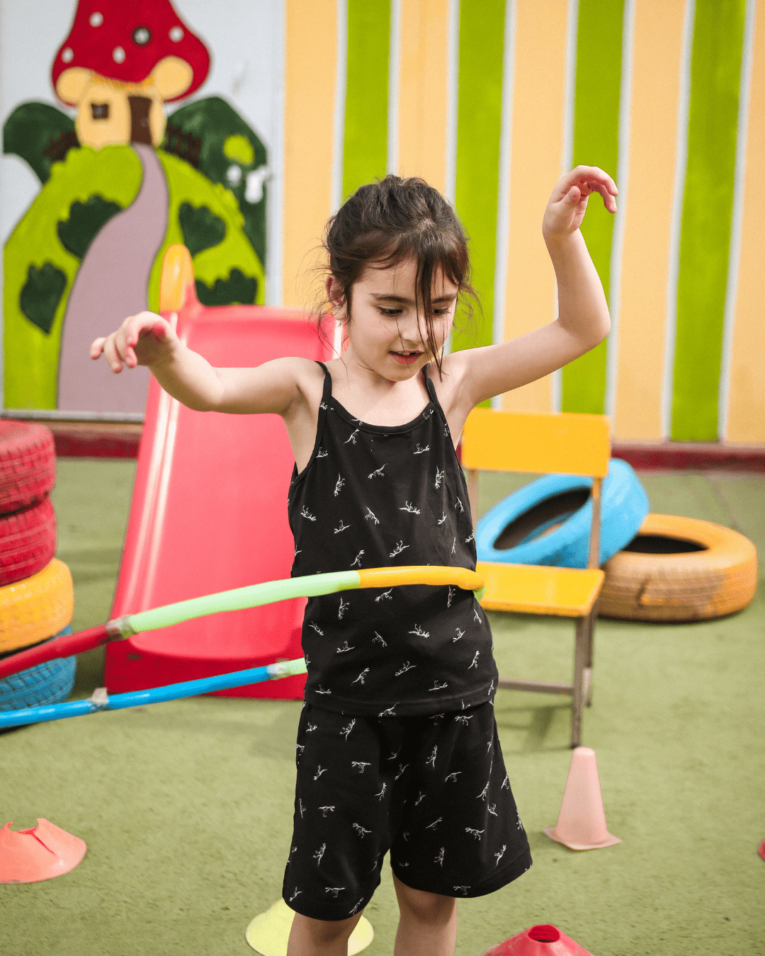 Girl's Black Mini Dino Top & Shorts Set 9 - 12 Months - Premium Unisex | LEKSI Pakistan