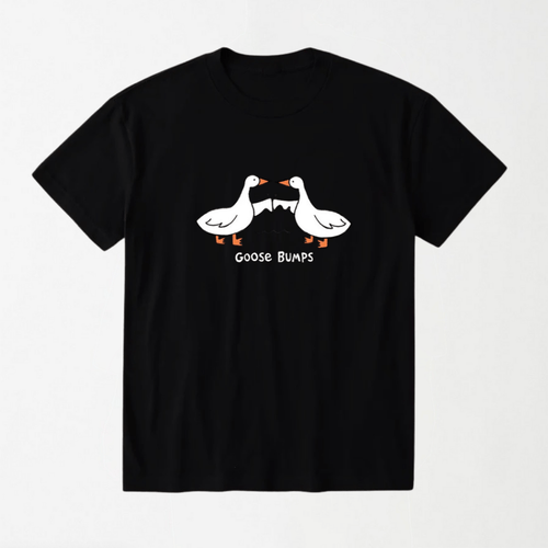 Goose Bumps - Round Neck Unisex T Shirt S - Premium Unisex Graphic T-Shirt | LEKSI Pakistan