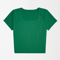 Grass Green Square Neck Ribbed Shirt XXS - Premium Unisex Square Neck | LEKSI Pakistan