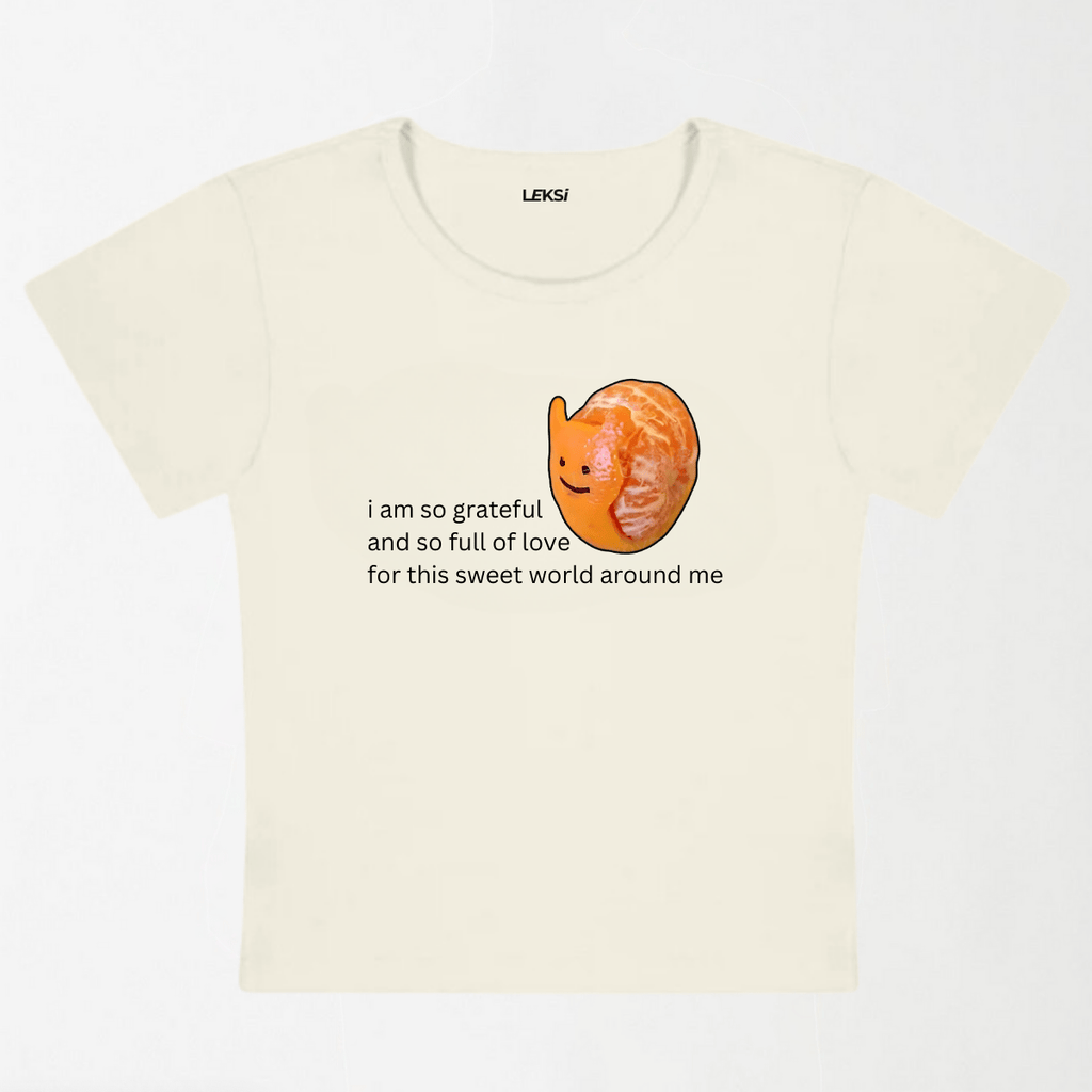 Grateful Orange Y2K Baby Tee XXS - Premium Unisex | LEKSI Pakistan