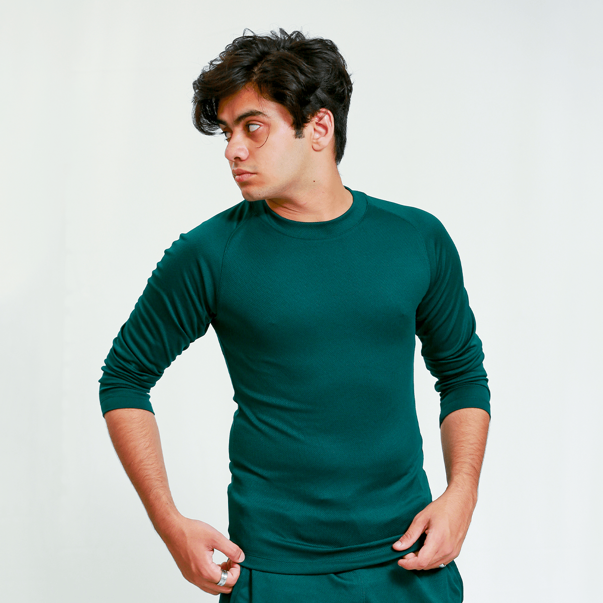 Green Long-Sleeved Activewear Shirt S - Premium Unisex | LEKSI Pakistan